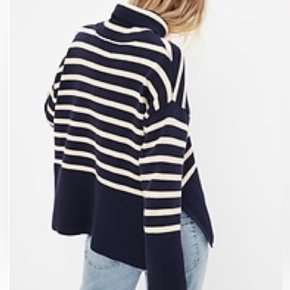 GAP Navy and Cream Striped Turtleneck Sweater - Picture 5 of 7